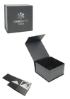 Boîte à chaussures pliable noire avec la fermeture d'aimant, emballage de papier d'habillement de boîte-cadeau formé par livre fait sur commande de logo